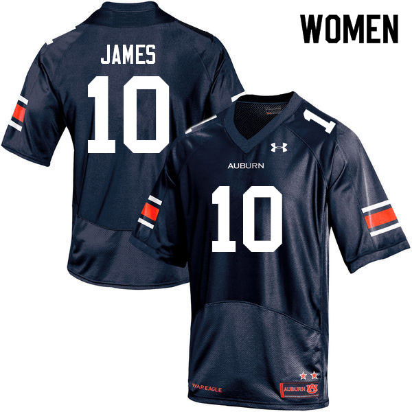 Women's Auburn Tigers #10 D.J. James Navy 2022 College Stitched Football Jersey